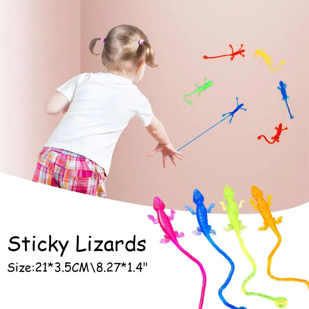 1-10X Colorful Lizard Retractable Sticky Gadget Toys For Kids Birthday Party Favors Pinata Fillers Halloween Gift Pinata Filler Good Vibrations