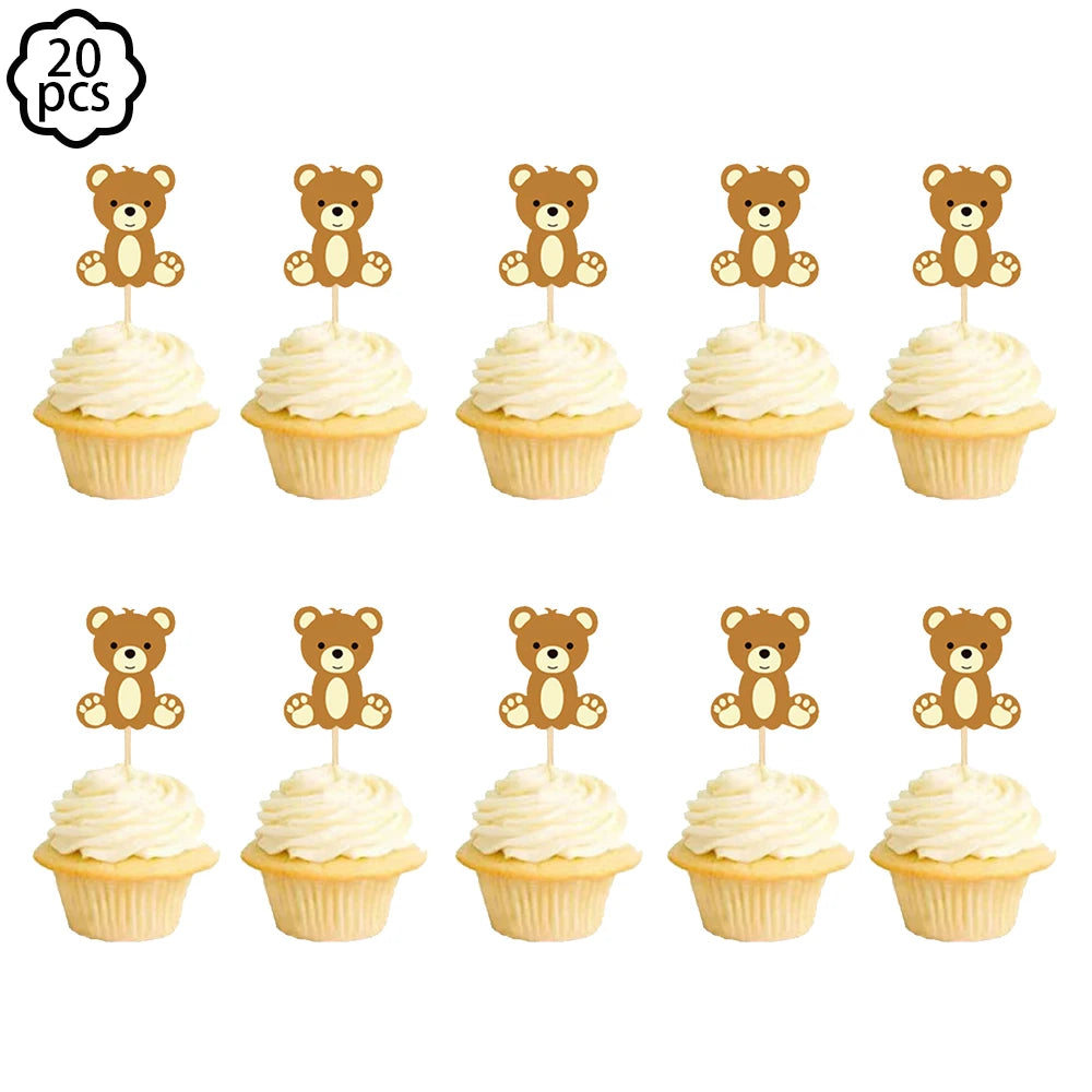 Baby shower Teddy Bear Birthday Party Plates Cup Tableware Kids 1st Birthday Party Decor Teddy Bear Balloon Birthday Party decor