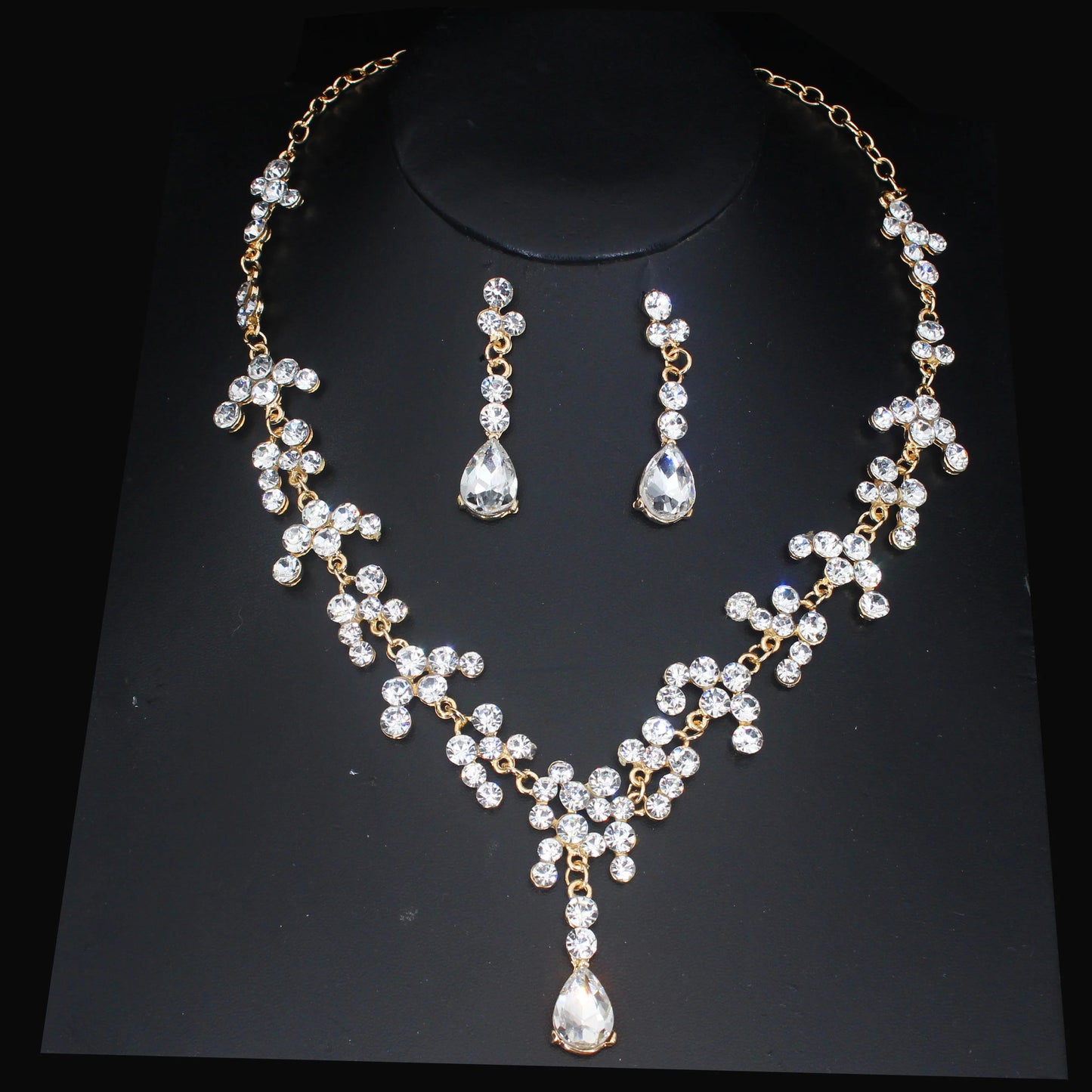 Luxury Crystal Wedding Bridal Jewelry Sets Women/Girl Gold Color Tiara/Crown Earrings Choker Necklace Bride Jewelry Set Good Vibrations Adult Super Store