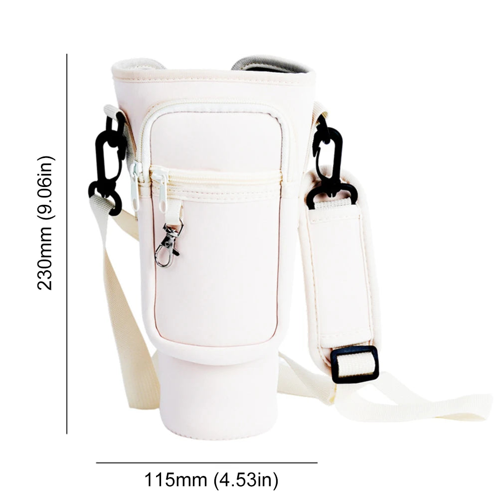 Portable Water Bottle Carrier Bag with Phone Pocket for Stanley 40oz Tumbler with Handle Neoprene Water Bottle Holder Pouch Good Vibrations