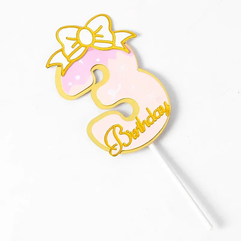 New Digital Decoration Happy Birthday Number Cake Insertion 0 1 2 3 4 5 6 7 8 9 Cake Topper Girls Boys Baby Party Supplies Decor Good Vibrations