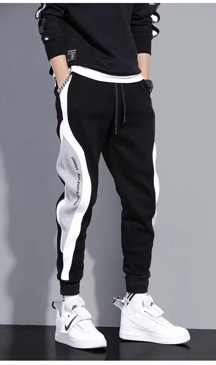 Men Black Pants Hip Hop Drawstring Jogger Fashion Comfortable Trousers Male Casual Sweatpants Loose Elastic Waist Sportswear Good Vibrations
