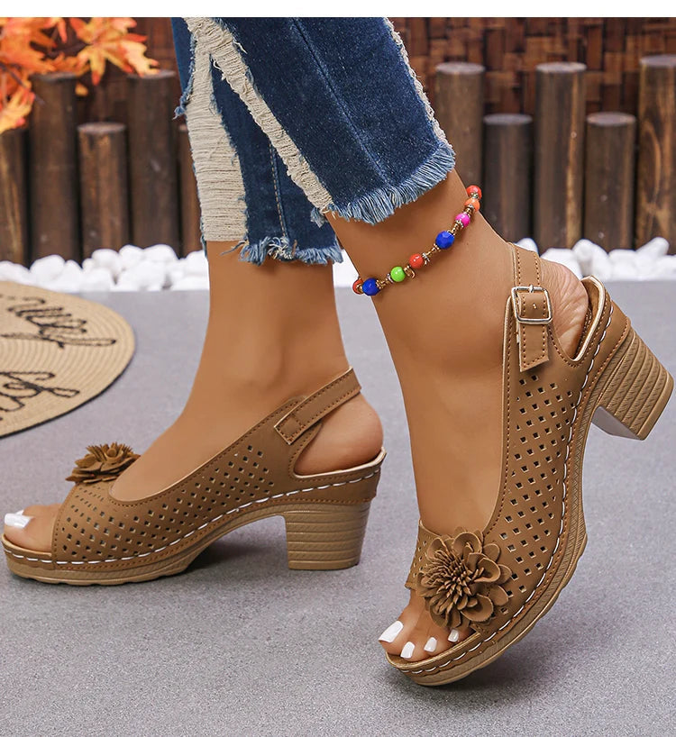 Women's Sandals Sweet Heels Sandals Summer Woman Shoes Fashion Heeled Sandalias Mujer Elegant Shoes Summer Footwear Women 2025 Good Vibrations