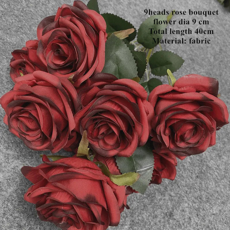 Wedding Decor Rose red wine red artificial rose flower row road guide Hydrangea flower silk flower dropshipping Good Vibrations