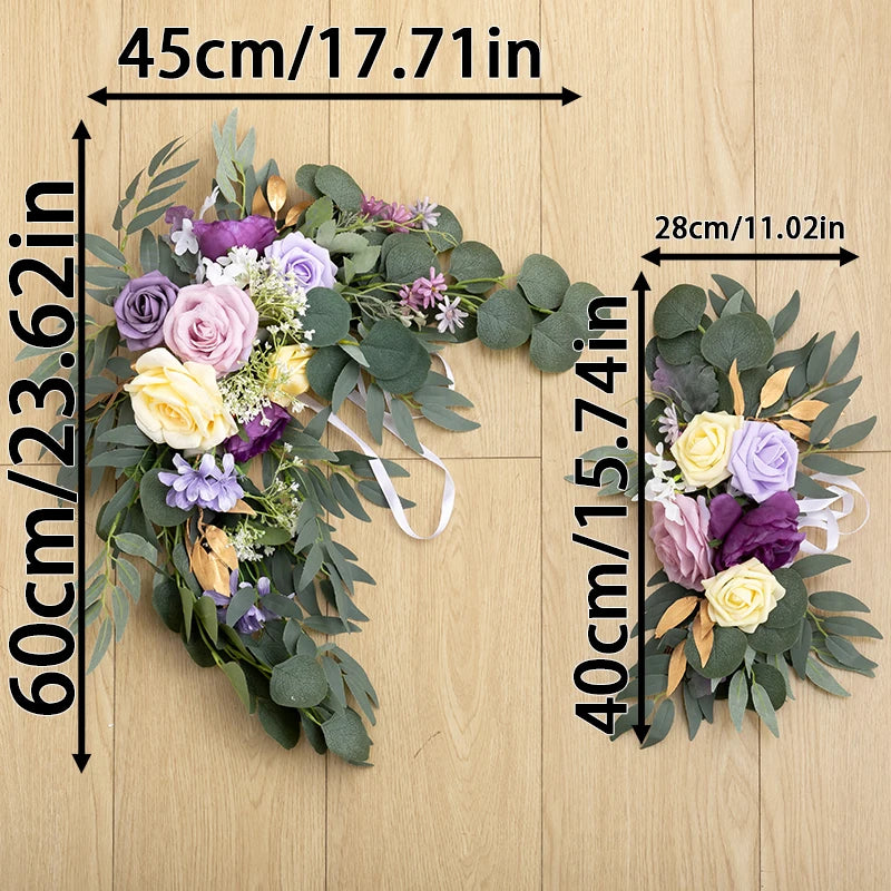 2pc Rose Artificial Flower Wedding Arch Flower Arrangement Country Wedding Ceremony Floral Garland Reception Backdrop Decoration Good Vibrations
