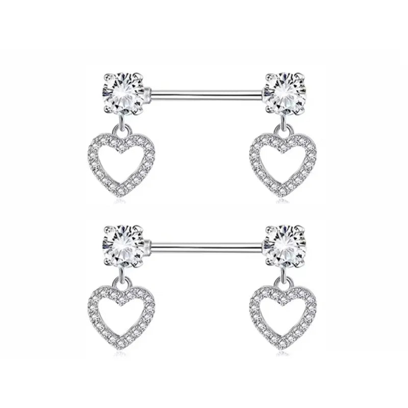 1Pair Pink Butterfly Nipple Piercing Jewelry Shiny Crystal Nipple Rings For Women Girls Heart Nipple Barbells Piercing Pezon Good Vibrations Adult Super Store