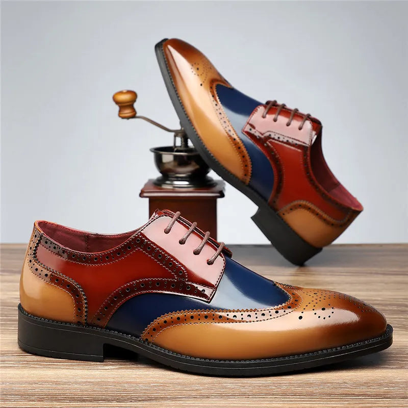Fashion New Men's Pointed Green White Casual Brogues Oxford Shoes Male Wedding Dress Homecoming Formal Wedding Formal Footwear