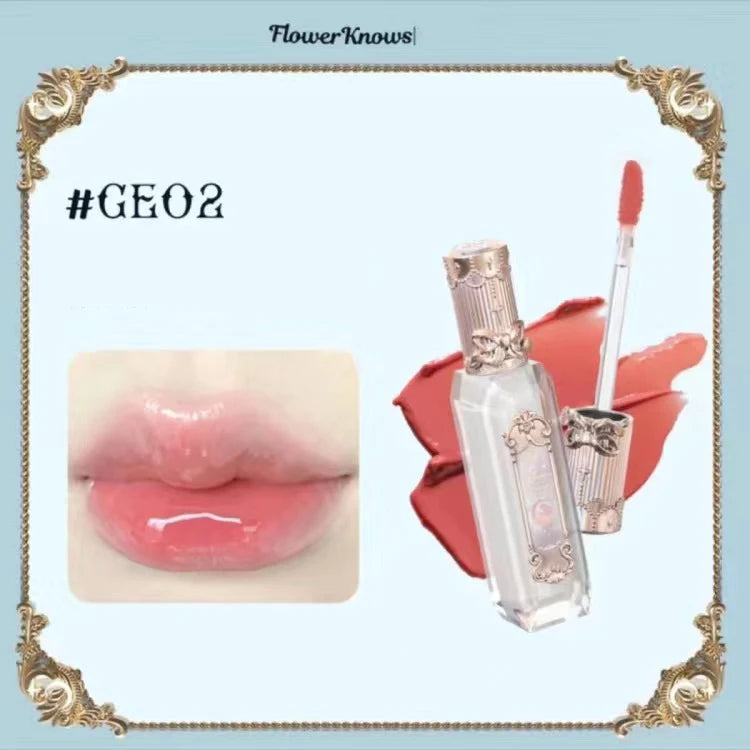 Flower Knows Lipstick Swan Ballet Lip Gloss Mirror Moisturizing Long-lasting Lip Glaze Nostickcup Nourishing 3.5g Good Vibrations