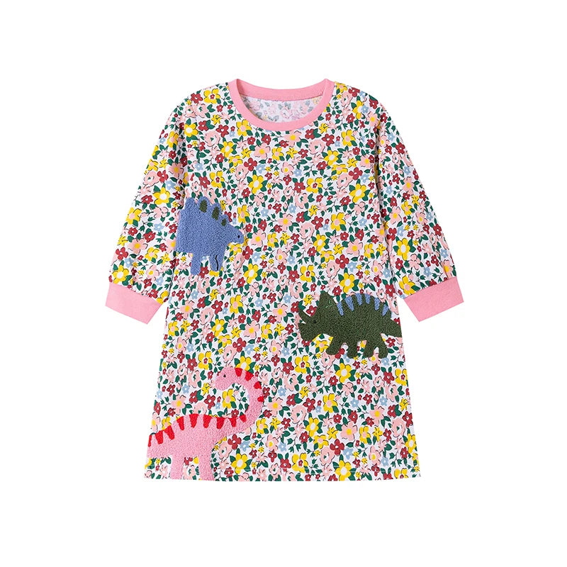 Little maven Kids Clothes Children's Clothing 2025 Autumn Cotton Baby Girls Cartoon Ballet Dancer Long Sleeves Dresses 2-7 year Good Vibrations