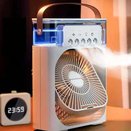 NEW Portable Humidifier Fan Air Conditioners USB Electric Fan LED Night Light Water Mist Fun 3 In 1 Air Cooler Humidifie ForHome Good Vibrations