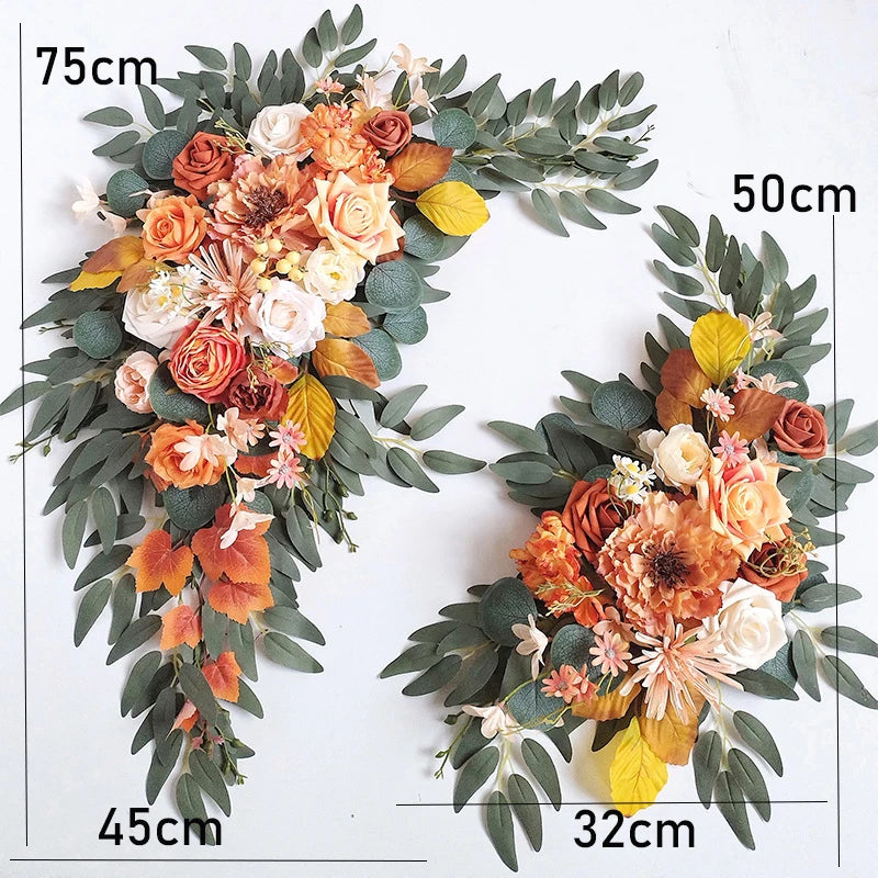 Yannew Burnt Orange Rustic Wedding Arch Flowers White Swag Drape Kit for Wedding Ceremony Reception Backdrop Floral Decoration Good Vibrations