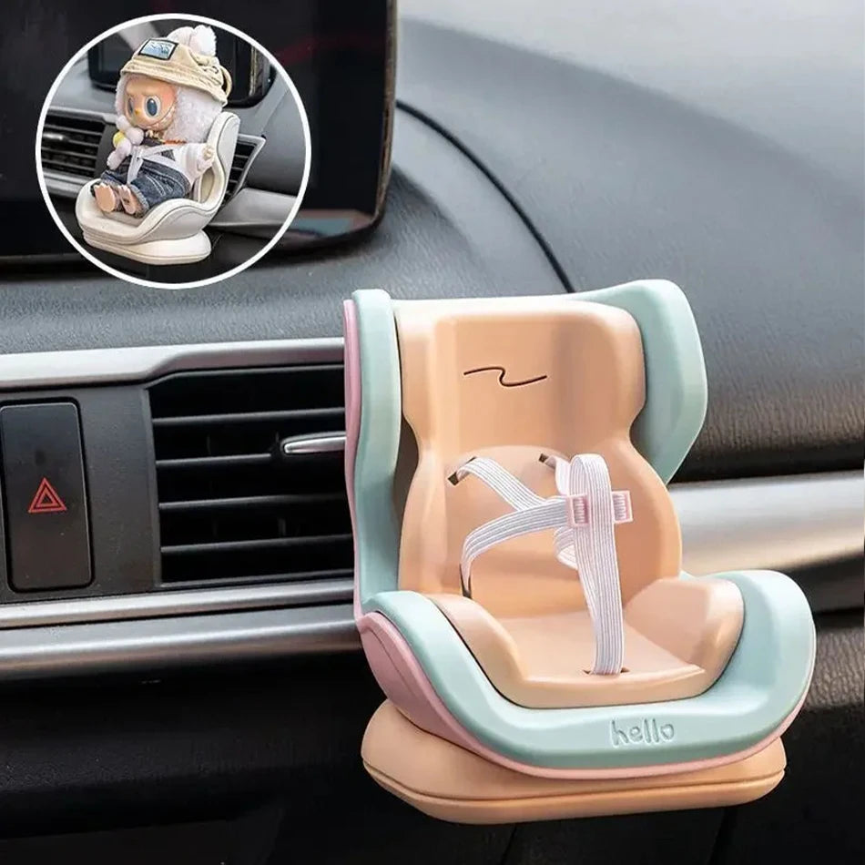 4 Styles For Car Doll Safety Seat Cartoon Chair Model Kawaii Doll Seat Outlet Decor Car Interior Styling Labubu Accessories Good Vibrations