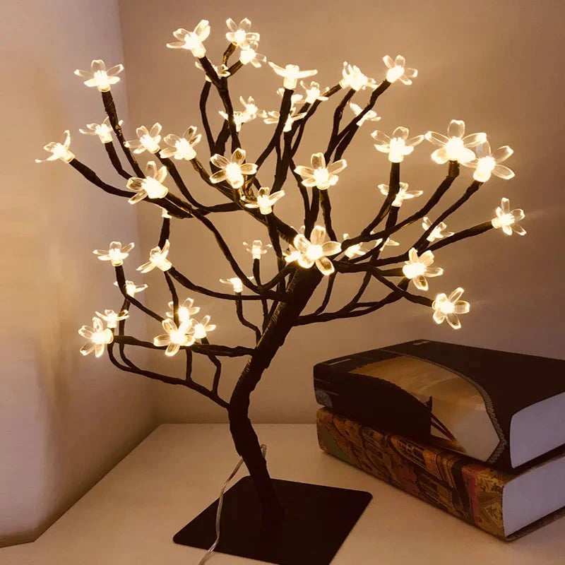 24LED Table Lamp Rose Flower Tree USB Night Lights Christmas Decoration Gift for Kids Room Rose Flower Lighting Home Decoration Good Vibrations