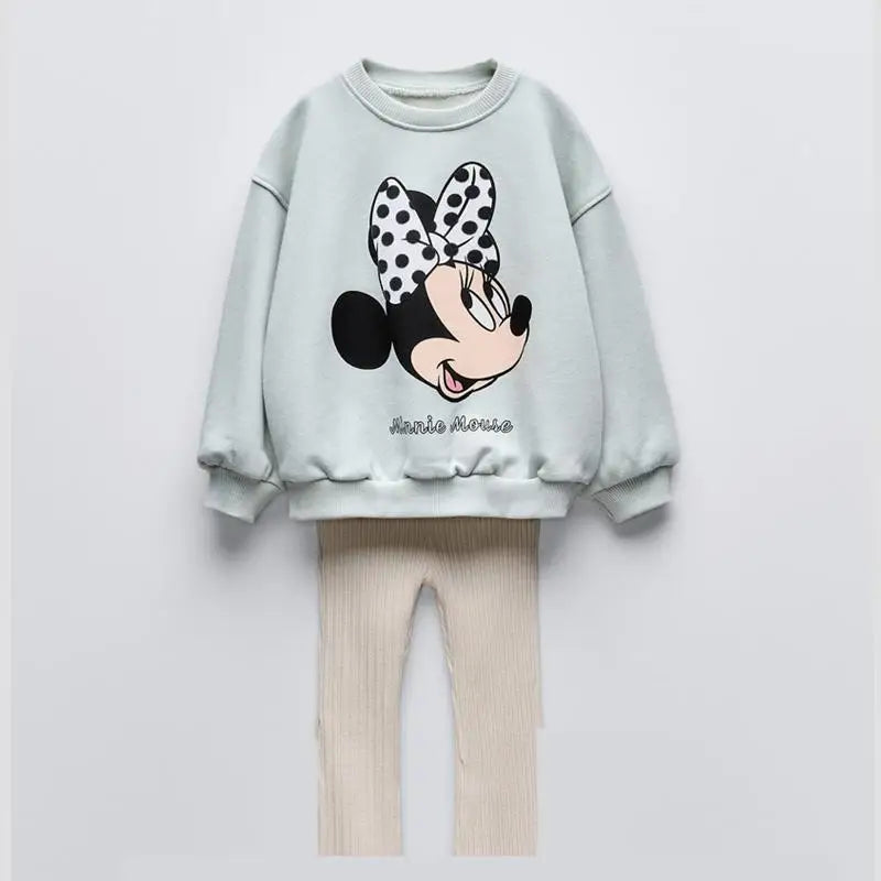0-6Year Girls Long Sleeve Two Piece Set Autumn Costume Cartoon Round Neck Tops+Pants New Style Casual Loose Outfits For Kids Good Vibrations