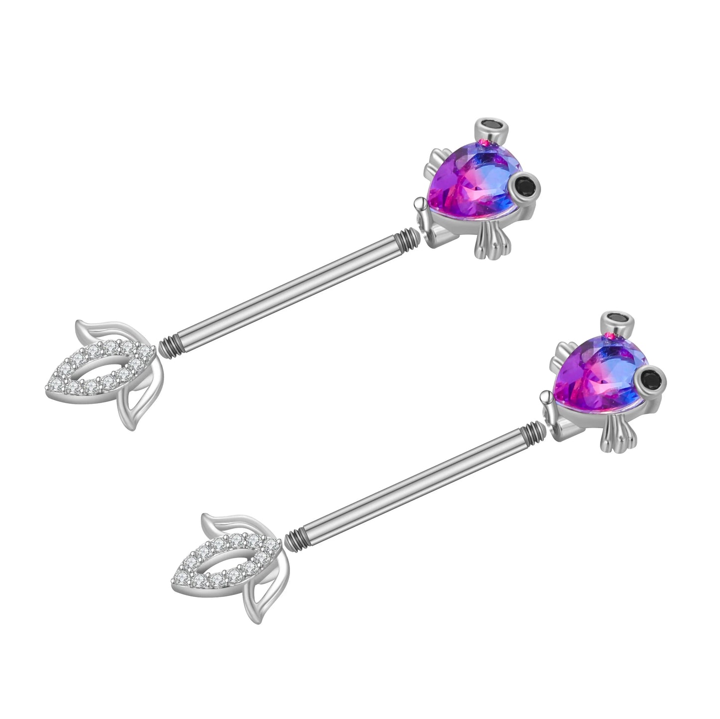 2pcs Steel Bear Dangled Zircon Nipple Piercing Sexy Breast Cover for Women Fashion Starfish Heart Shield Bar Barbell Nipple Ring Good Vibrations Adult Super Store