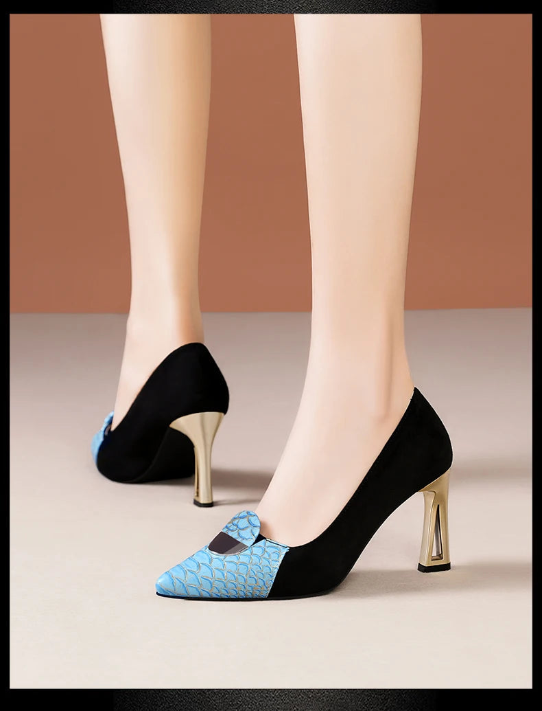 Sexy Fashion Style Women's Heeled Shoes Pointed Tip High Heels One Kick Retro Women Shoes Suede 2025 New Spring Zapatos De Mujer Good Vibrations