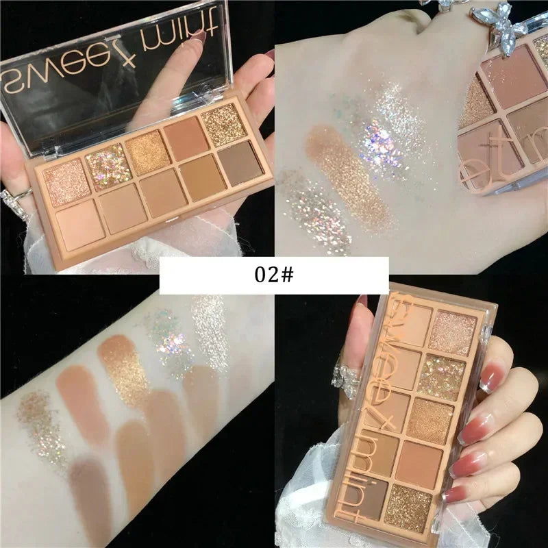 10 Colors Eye Shadow Palette Glitter Pearly Eyeshadow Nude Shiny Long Lasting Waterproof Charming Eyes Make Up Palette Cosmetics Good Vibrations