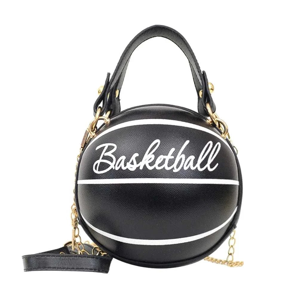 Personality INS Fashion Women Ball Bag Soft PU Leather Round Crossbody Thick Chain Hand Bags And Purses Female Basketball Bag Good Vibrations