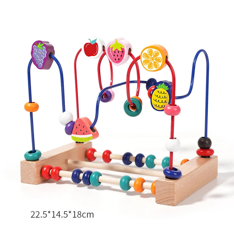 Wooden Toys Bead Maze Colorful Animals Fruits Shapes Educational Counting Learning Circle Toys Kids Classic Gifts for Toddlers Good Vibrations