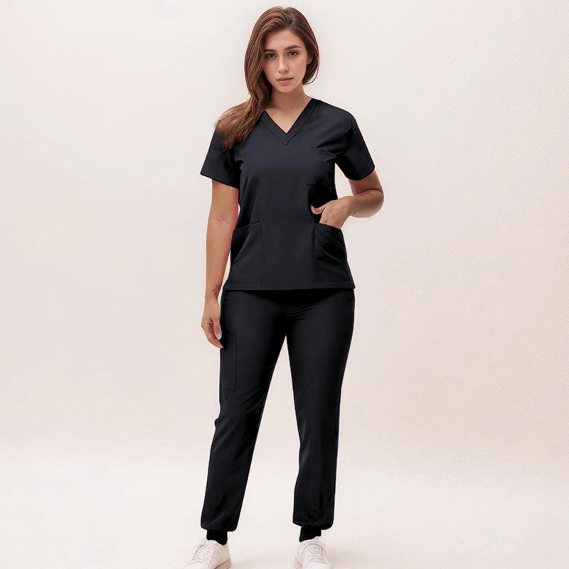 2025 New Nurse Uniforms V-neck Top Jogger Pants Scrub Sets Surgical Workwear Dentist Nursing Suit Hospital Doctor Outfit S21 Good Vibrations