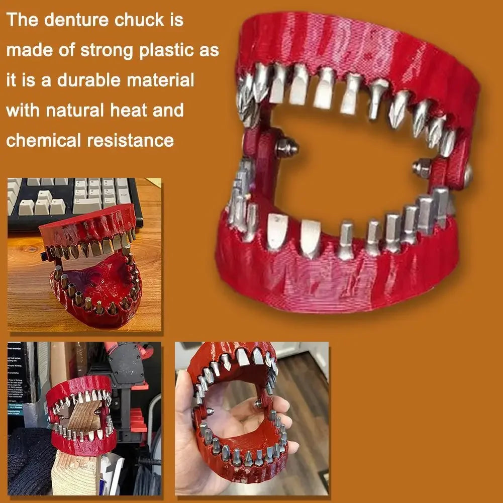 Funny Denture Drill Bit Holder for Screwdriver Teeth Model Screwdriver Bit Holder Fits 1/4 Inch Hex Bit Drive Bit Adapter Tools Good Vibrations