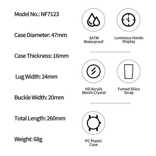 NAVIFORCE for Men Silicone Strap Luxury Fashion Quartz Watches Wrist watch Sports Chronograph 5TM Waterproof Male Watches GIfts Good Vibrations