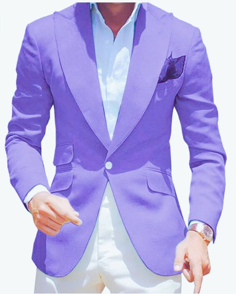 Pink Blazer for Men Peak Lapel Single Breasted Dinner Jacket Elegant Smoking Slim Fit Suit One Coat for Wedding/Business