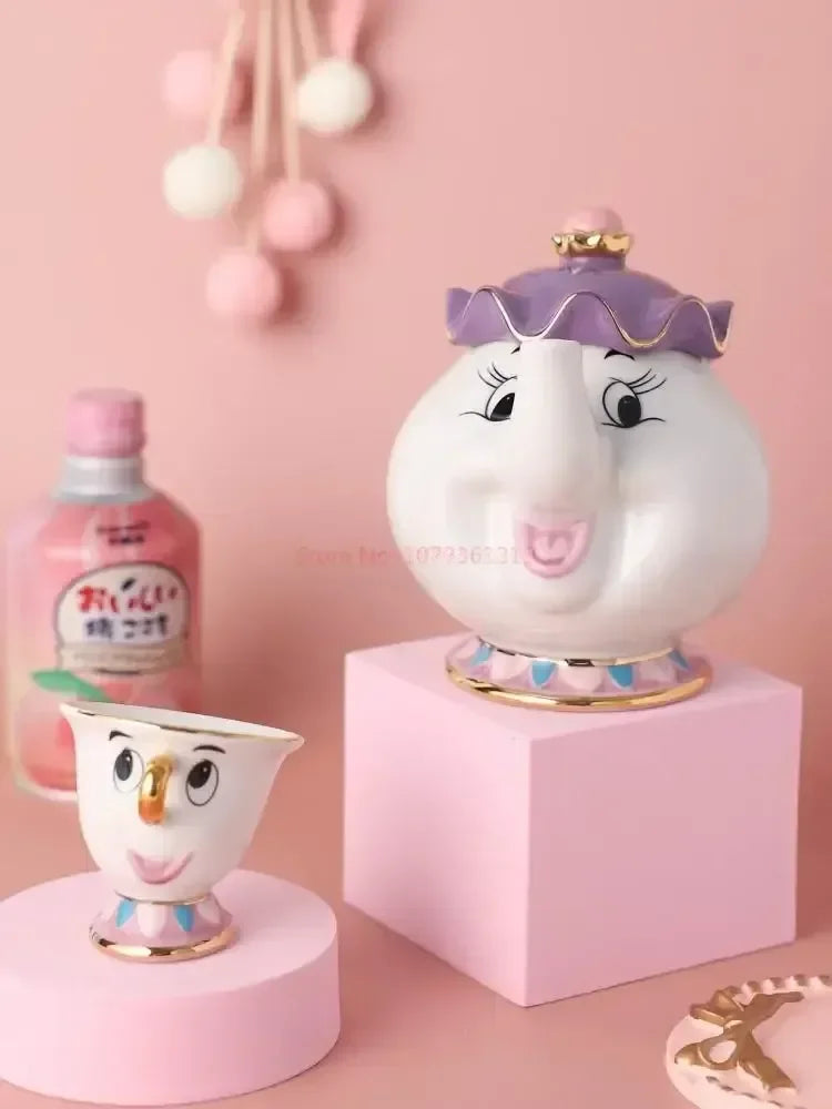 Disney Teapot Cute Cartoon Beauty And The Beast Coffee Pots Mug Mrs Potts Chip Cup Tea Cup Pots One Tea Set Droshipping Desk Gif Good Vibrations Adult Super Store