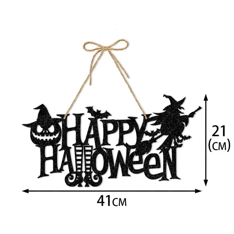 Halloween Party Door Decorations Horror Pumpkin Ghost Bat Hanging Pendent paper Sign for Home Halloween Festival Party Decor Good Vibrations