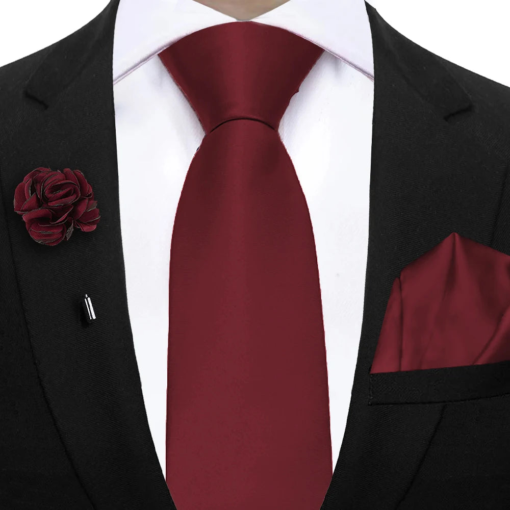Mens Ties Set Sage Green Pink Grey Brown NeckTie Pocket Square Brooch Wedding Tie Suit Accessories Fit Group Holiday Party