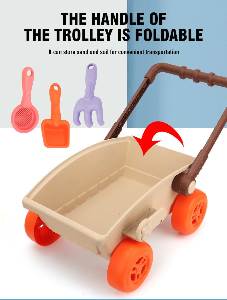 Kid Trolley Beach Play Toy Sandbox Shovel Animal Molds Beach Accessories Dig Sand Toy Outdoor Seaside Water Game Kid Fun Gift Good Vibrations