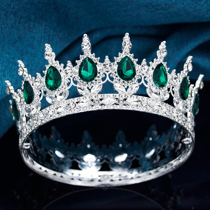 Queen King Wedding Crown Round Tiaras and Crowns Bride Diadem Birthday Party Cake Topper Jewelry Hair Accessory Good Vibrations