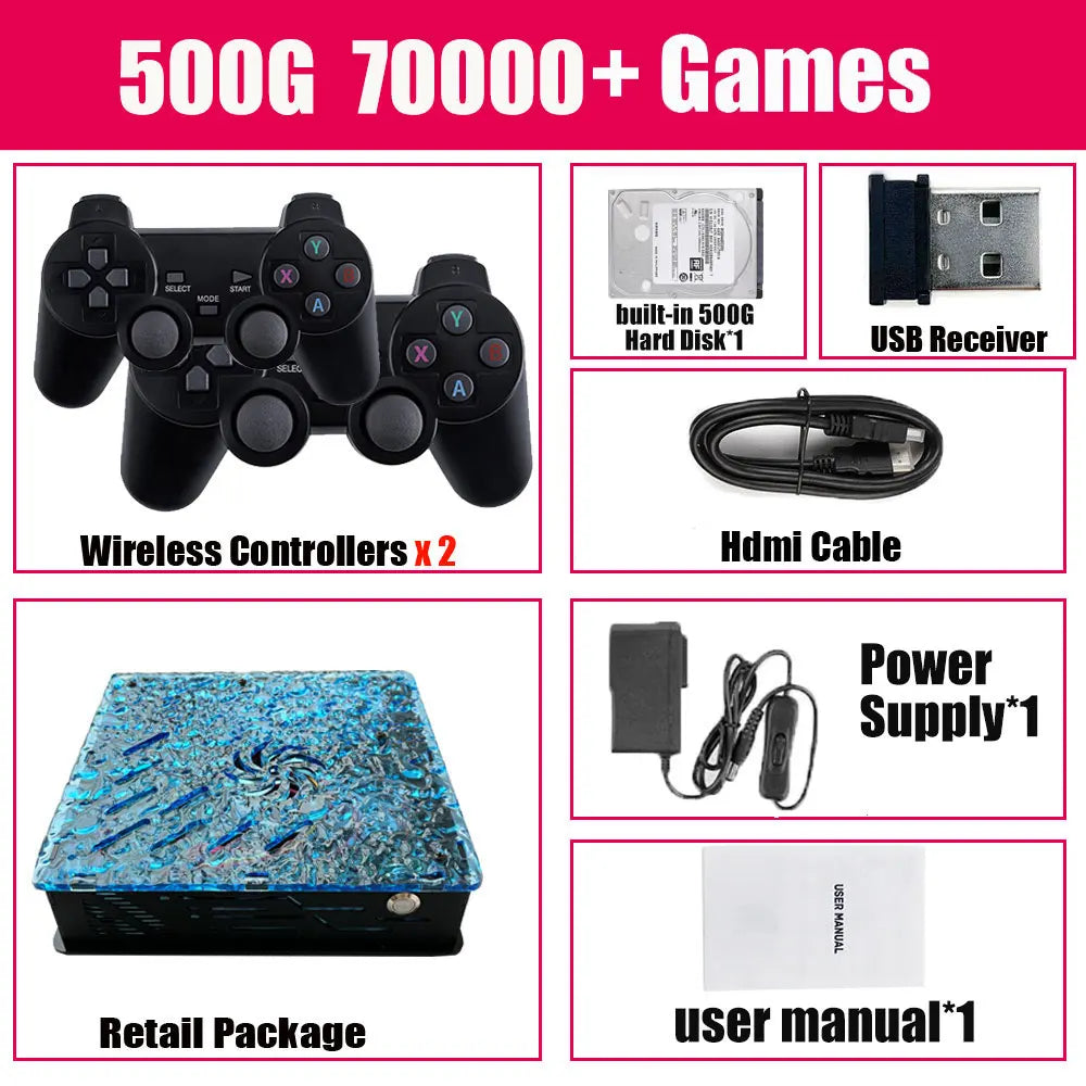 2025 New Retro Video Game Console X10 with 70000 Games 60 Emulators For PS2/N64/GAMECUBE/XBOX with Gamepad Kid Gift Game Box Good Vibrations