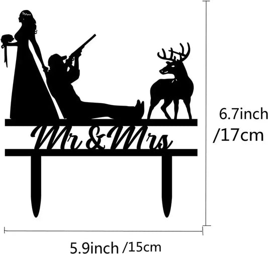 Funny Hunting Wedding Cake Topper Deer Hunt Hunter Wedding Cake Topper Hunt is Over Cake Topper For Wedding/Anniversary/Bridal Good Vibrations
