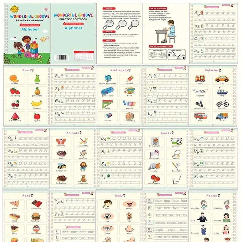 4 Books Pen Magic Copy Book Free Wiping Children Kids Writing Sticker Practice English Copybook For Calligraphy Montessori Gift Good Vibrations