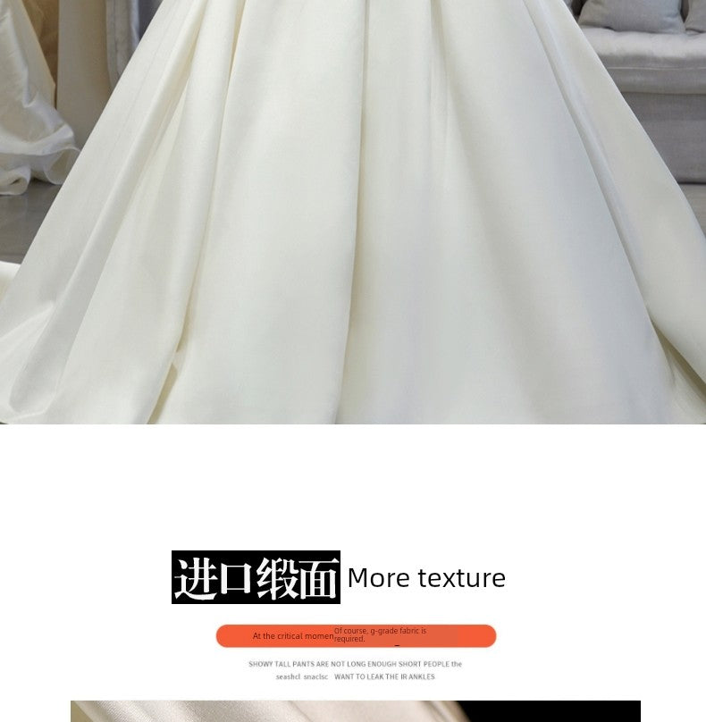 off-Shoulder Main Wedding Dress Small Satin 2023 New Arrival Bride Going out Main Yarn Vintage Satin Satin Palace Style Main Yarn
