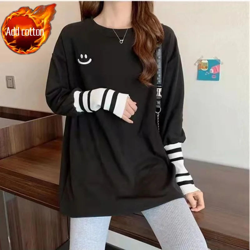 T Shirts Female Long Sleeve Clothes Autumn Tees Spring Top for Women Harajuku Original Causal Luxury Vintage Causal O Pulovers Y Good Vibrations