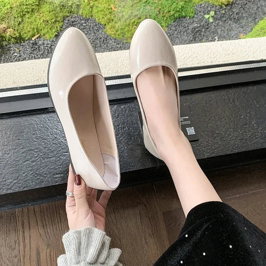 Women's Formal Uniform Shoes Spring Autumn Black Versatile Flat Shoes Women Causal Loafers Non-slip Ladies Ballet Leather Shoes Good Vibrations
