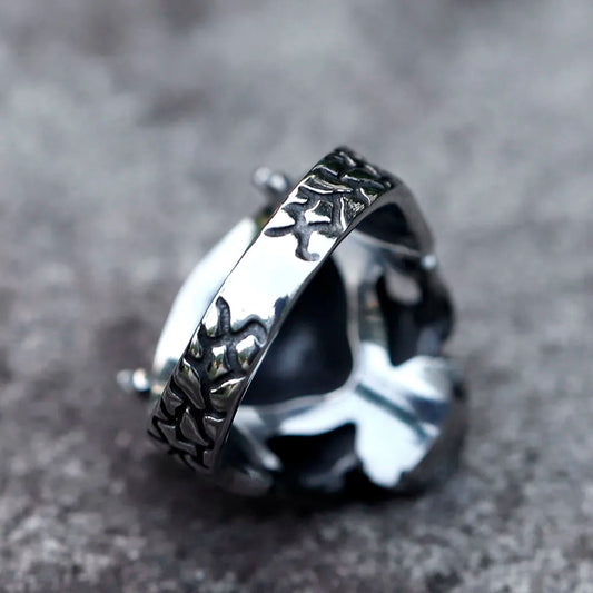 2022 NEW Men's 316L stainless steel rings Vintage Halloween Gothic Calvarium Skull punk ring fashion jewelry free shipping Good Vibrations