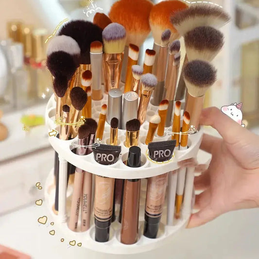 Makeup Brush Holder Organizer Desktop Cosmetics Storage Rack Makeup organization and Skincare Storage for Vanity, Desktop Good Vibrations