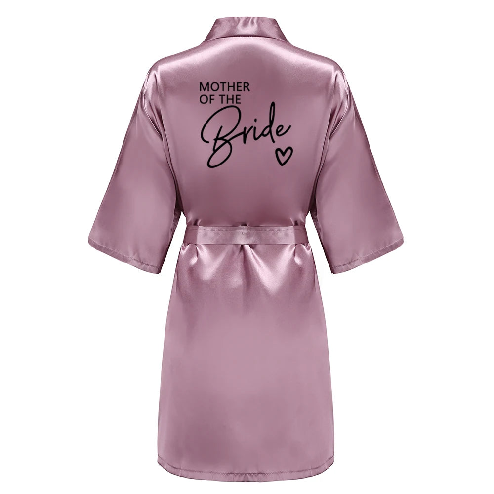 Wedding Party Team Bride Robe With Black Letters Kimono Satin Pajamas Bridesmaid Bathrobe SP003 Good Vibrations