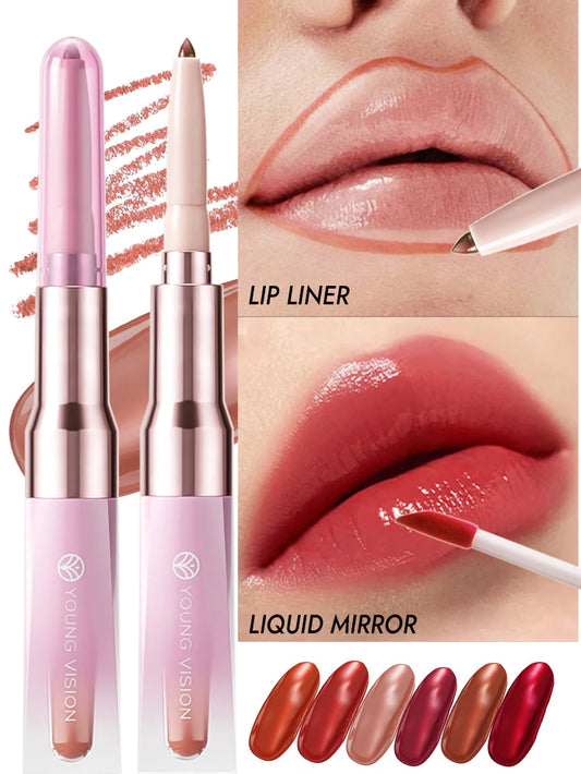 2-in-1 Lip Liner and Gloss Pen – Smooth Matte Liner & Mirror Shine Gloss for Defined, Juicy Lips – Perfect for Daily Makeup, Dat Good Vibrations