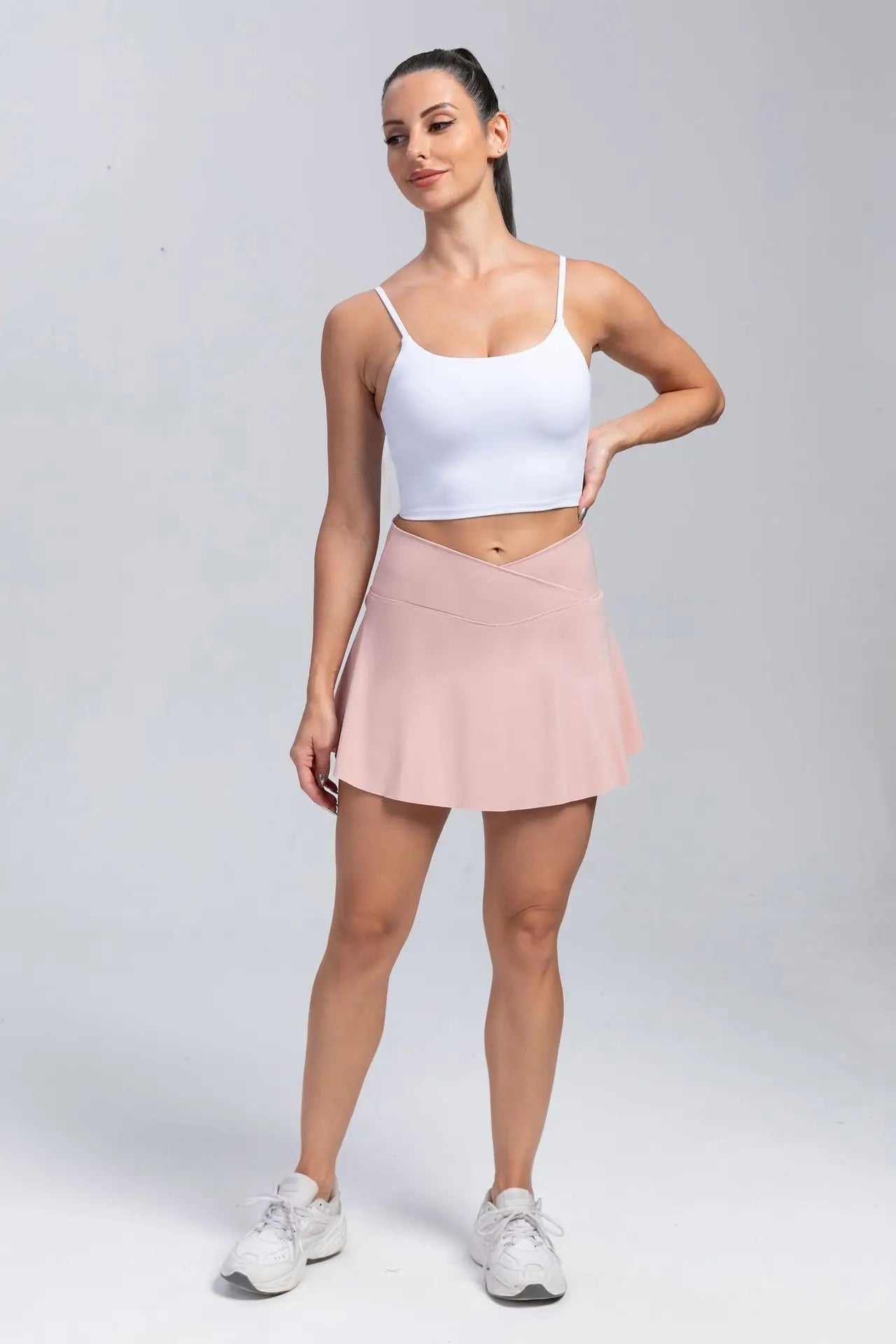Women Pleated Tennis Skirt With Pockets Shorts Athletic Skirts Crossover Breathable Athletic Golf Skorts Workout Sports Skirts Good Vibrations