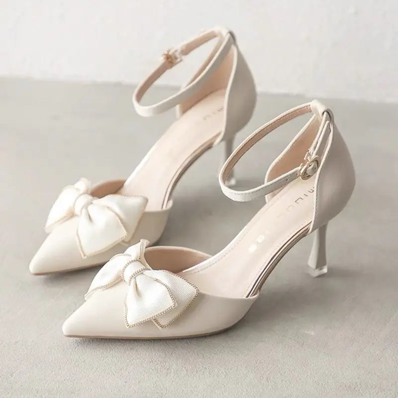 Medium Heel Heels Women's Shoes Trend Pointed Toe Butterfly Stilettos Elegant Dress Weddings Bridal Party White Designer Good Vibrations