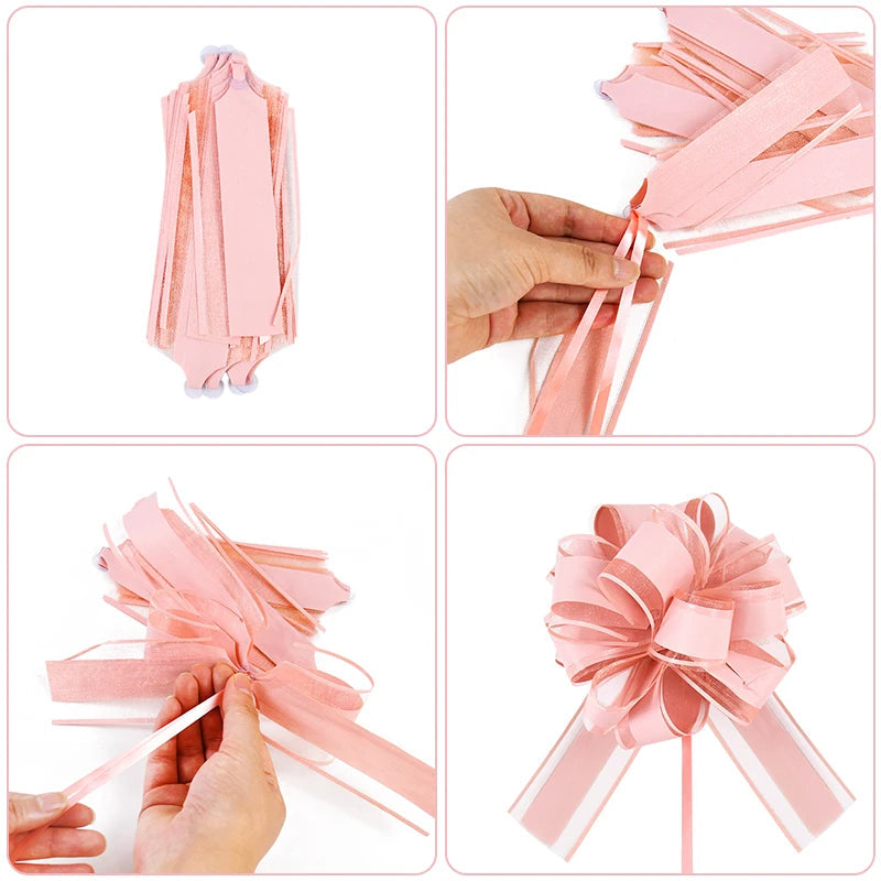2/4/10Pcs Wedding Car Bow Ribbons Christmas Gift Wrap Packaging Decoration DIY Craft Flowers Birthday Party Supplies Valentines Good Vibrations