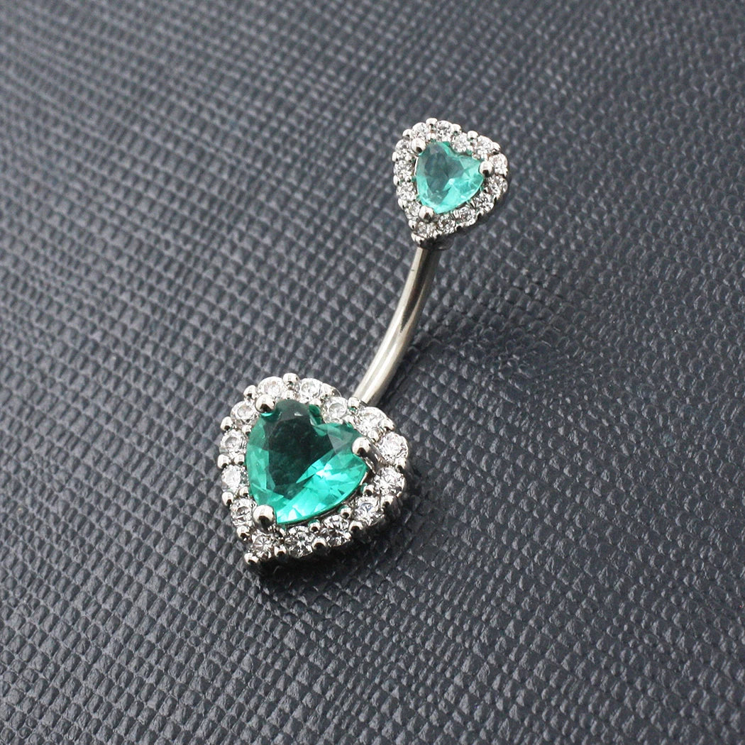 JHJT 14G Heart Belly Button Piercing Navel Ring 316L Surgical Stainless Steel CZ Belly Piercing Ombligo Jewelry for Women Good Vibrations Adult Super Store