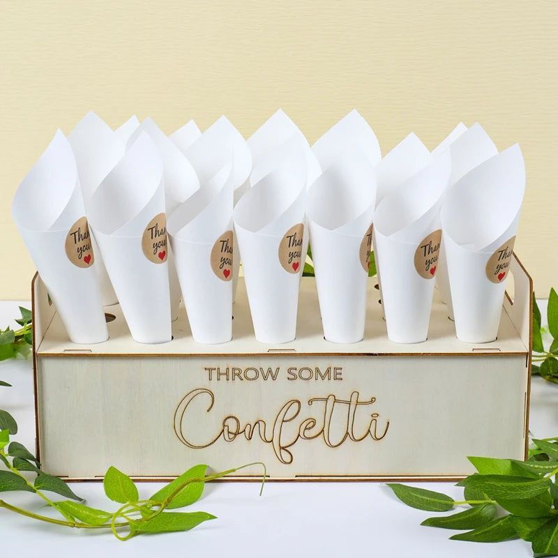 Kraft Paper Wedding Tray Confetti Cone Stand Box Tray Rustic Wedding Decoration Wedding Confetti Cones Wedding Cones  Set supply Good Vibrations