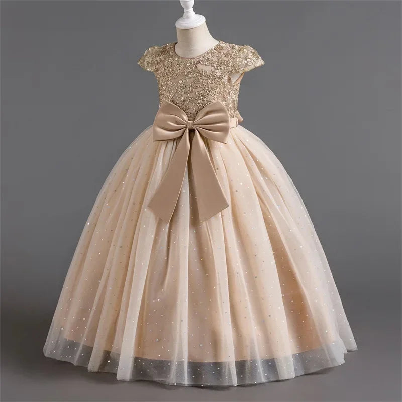 2024 Teen Girls Bridesmaid Flower Dresses for Wedding Elegant Luxury Party Sequin Lace Princess Evening Dress Birthday Prom Gown Good Vibrations