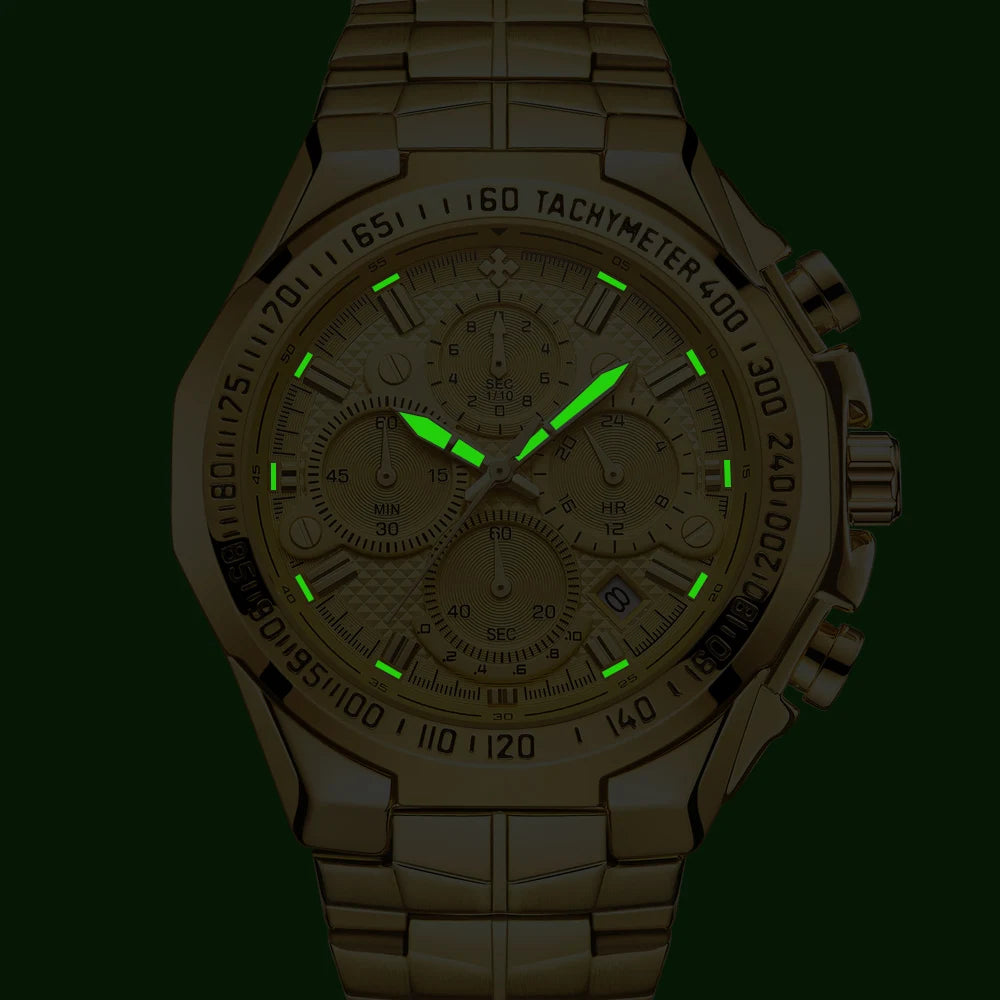 Relogio Masculino WWOOR Mens Watches 2024 Top Brand Luxury Wrist Watches For Men Gold Big Golden Male Chronograph Wristwatch Man Good Vibrations
