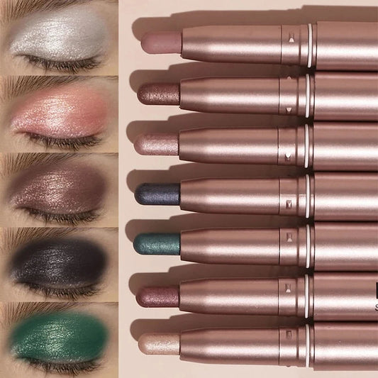 Double-head Eyeshadow Stick Pink Brown Green Black Eyeshadow Pen High Gloss Pearly Metallic Eye Shadow Sticks Waterproof Make Up Good Vibrations